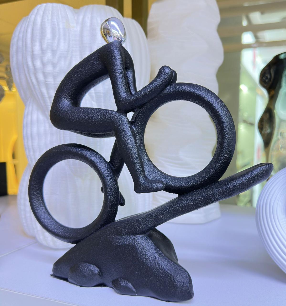 Uphill Bicycle Sculpture Ceramic Décor Piece