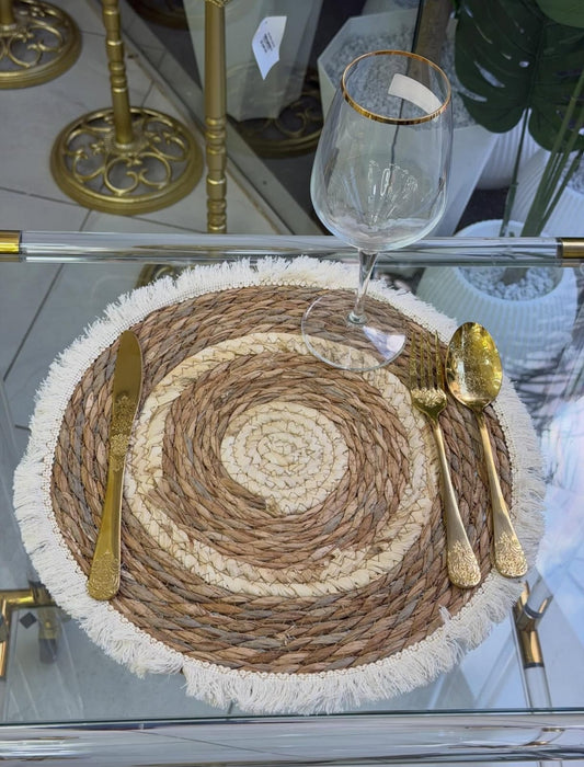 6pcs Modern Woven Round Rattan Placemats