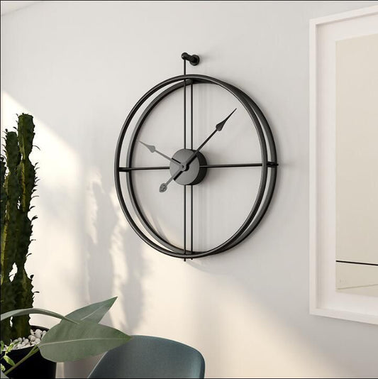 Black Round Double Ring Wall Clock