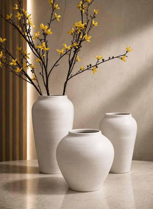 3pcs White Vase Set