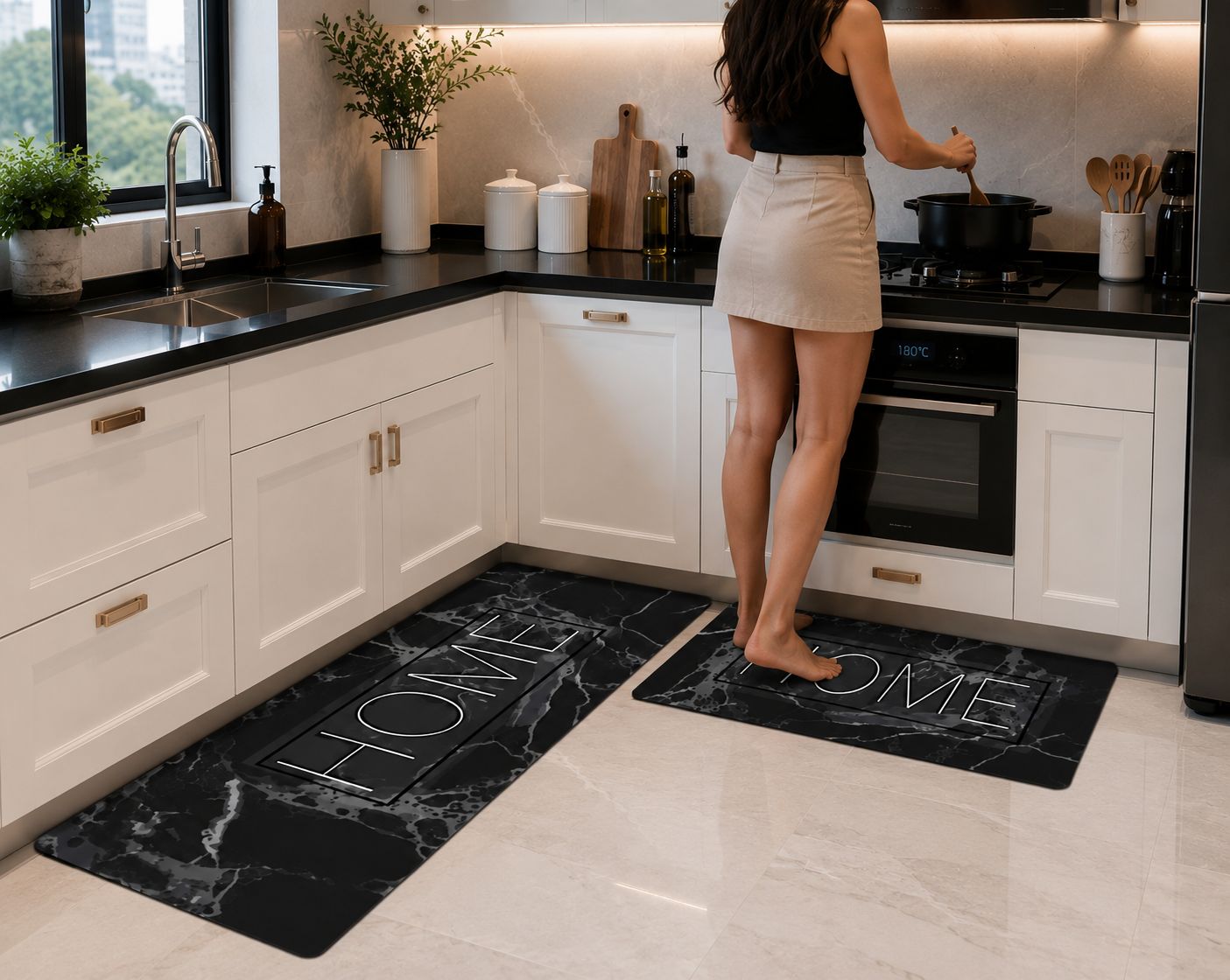 2 Pcs Set Kitchen Mats