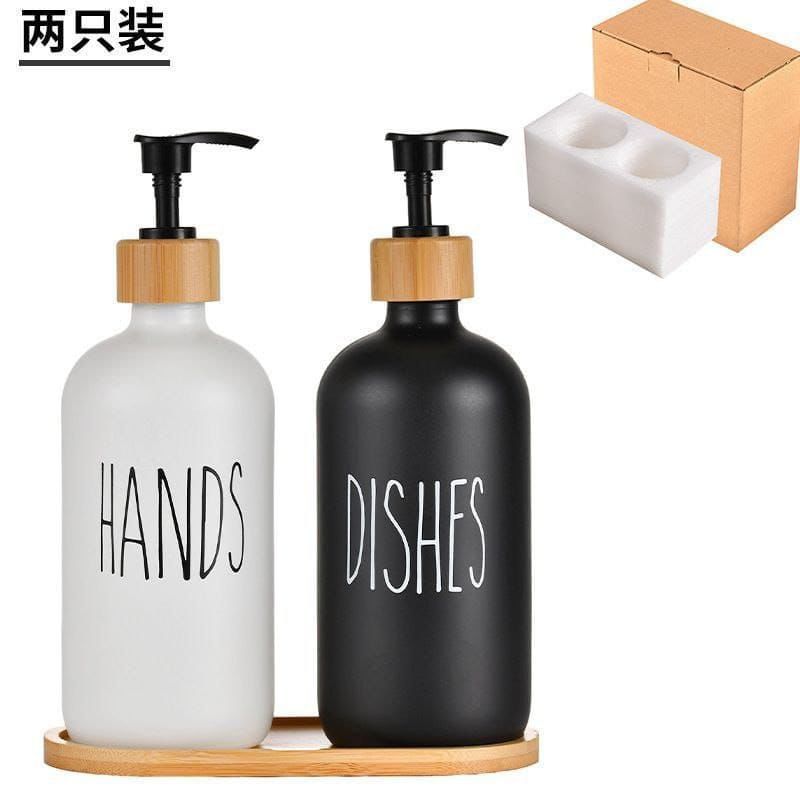 Soap and Dishes Dispenser with Bamboo Holder