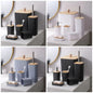 6 in 1 Bathroom Accessories Set with Wooden Top