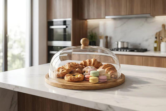 Cake Holder Dome with Bamboo Tray