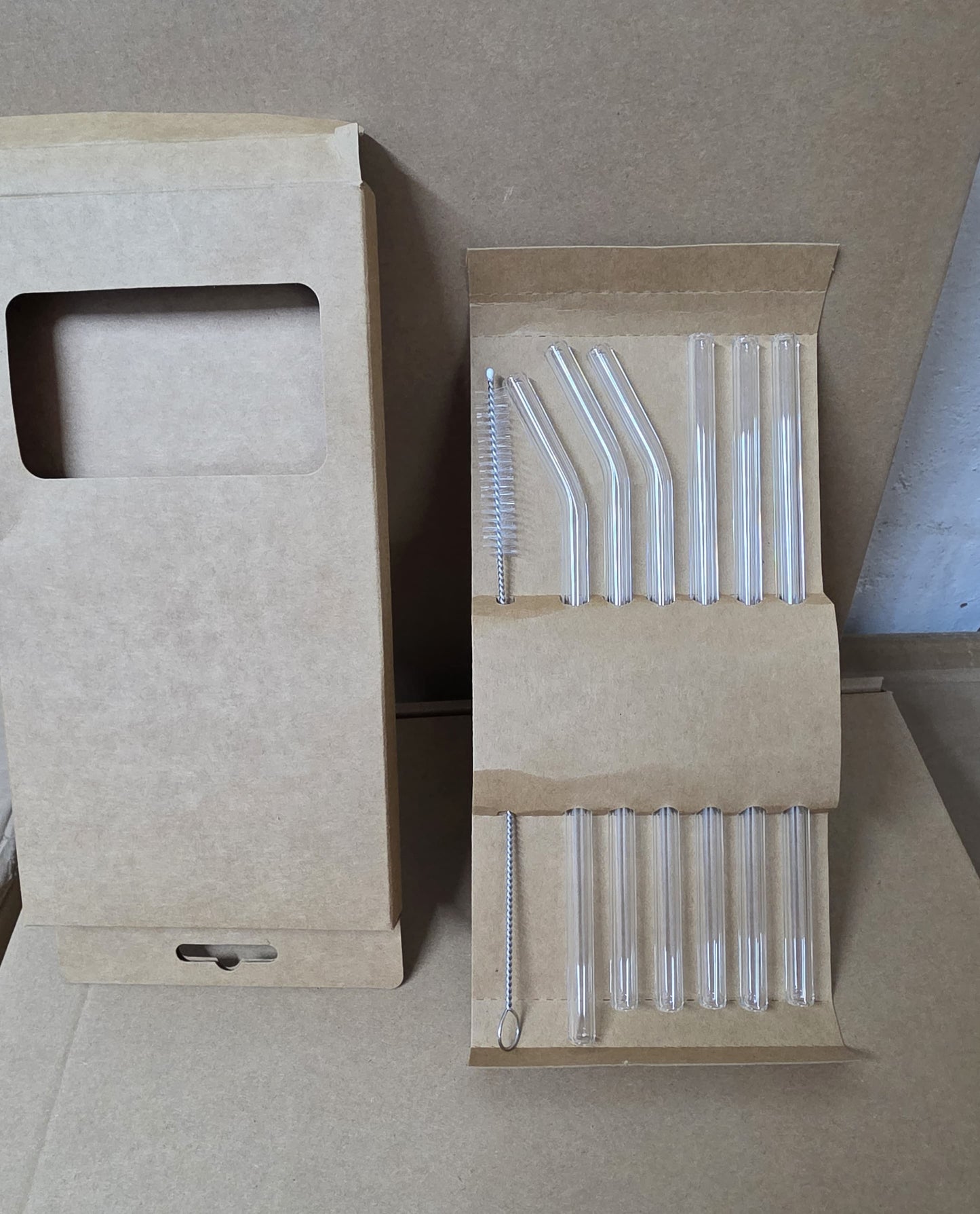 6 Pcs Clear High Borosilicate Glass Straw Set