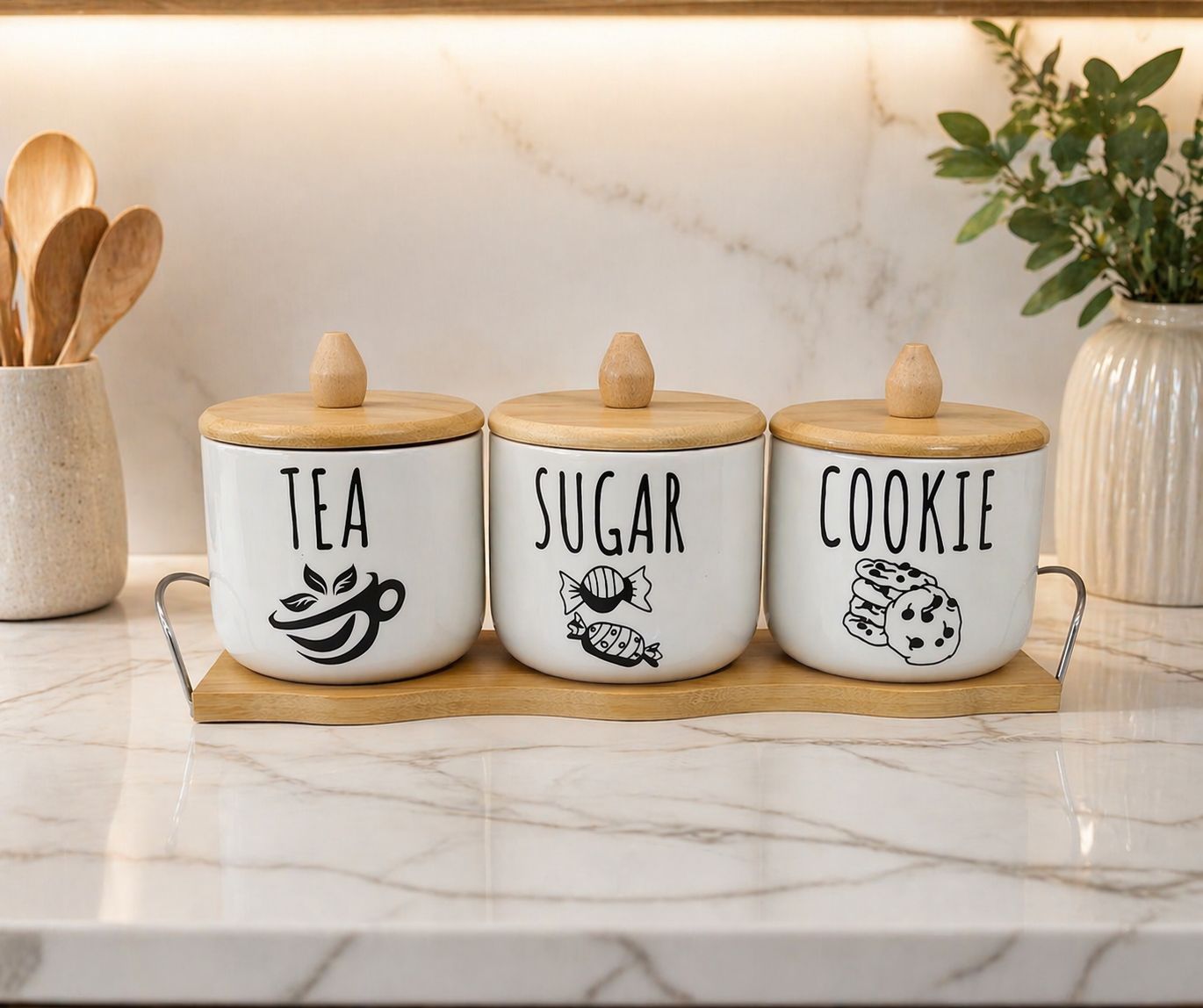 4pc Set Canisters with Tray