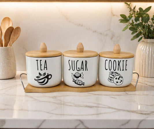 4pc Set Canisters with Tray