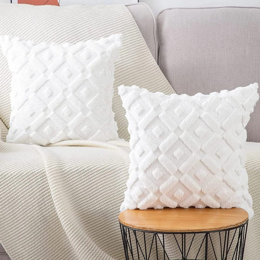 White Plush Soft Cushion Cover