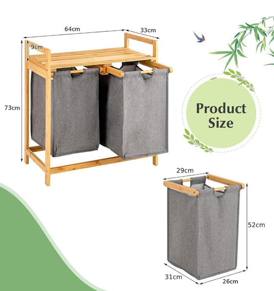 Bamboo Twin Partition Laundry Organizer