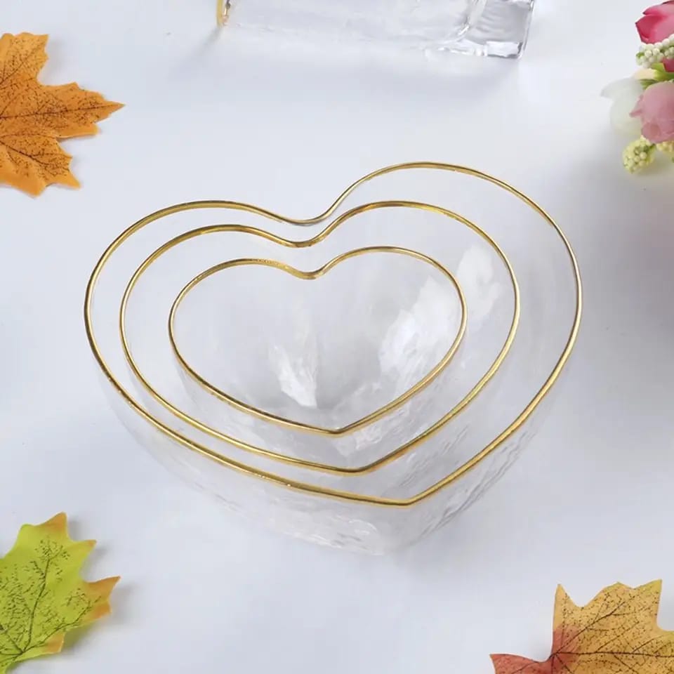 3pcs Heart-Shaped Golden Bowl