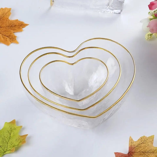 3pcs Heart-Shaped Golden Bowl