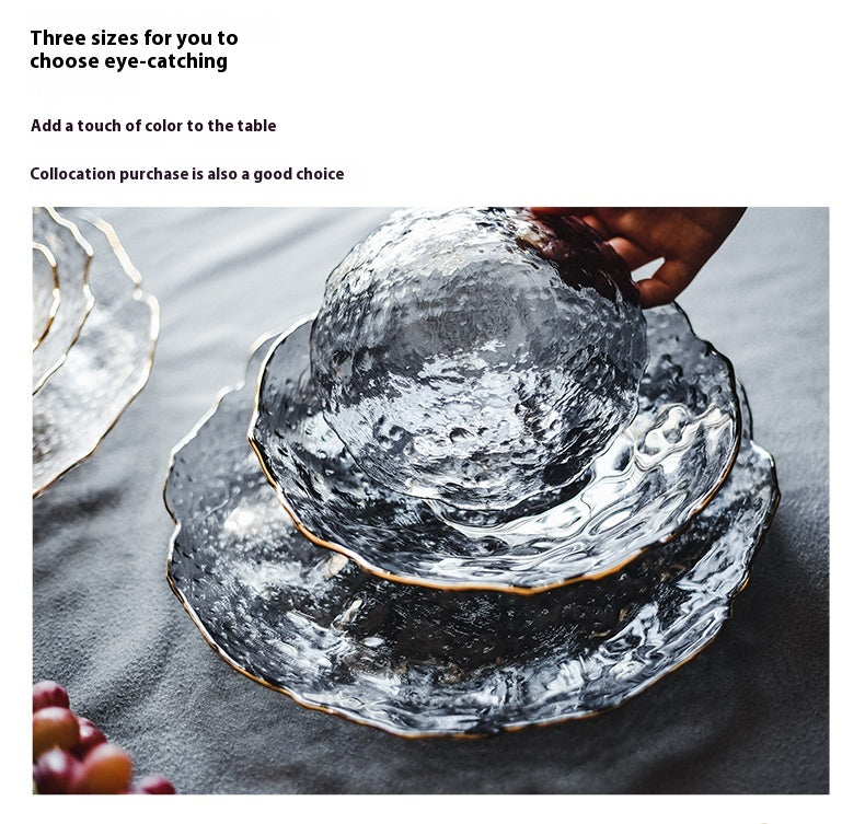 3pc Set Glass Plate Irregular Dinner Plates