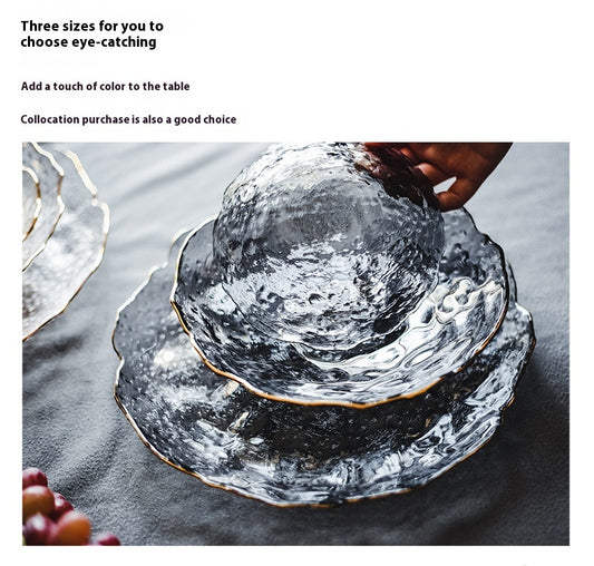 3pc Set Glass Plate Irregular Dinner Plates