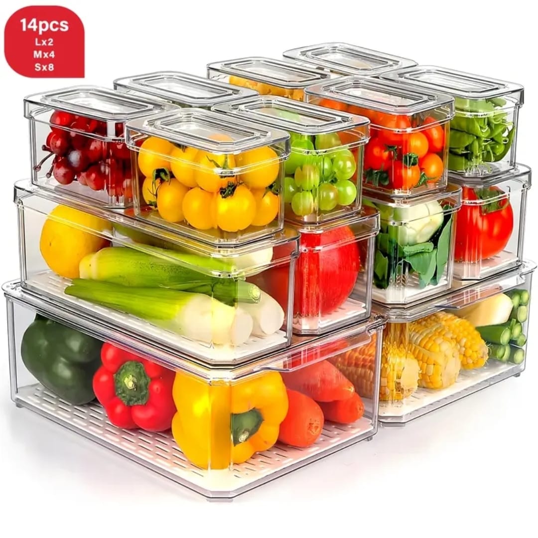 14pcs Stackable Fridge Storage Organizers