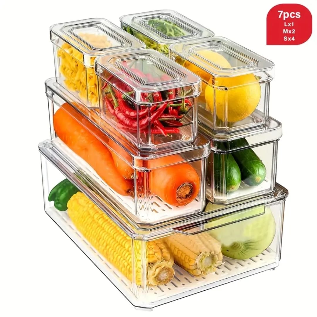 7pcs Stackable Acrylic Fridge Organizer