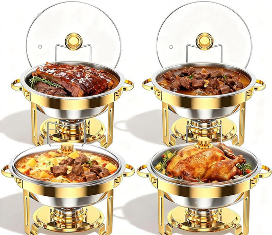 1pc Elegant Round Stainless Steel Chafing Dish