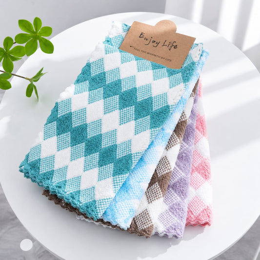 5pcs Coral Fleece Kitchen Towels