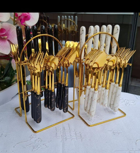 Heavy Marble Gold Cutlery Sets