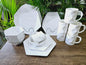 24 PC Plain White Hexagonal Dinner Set