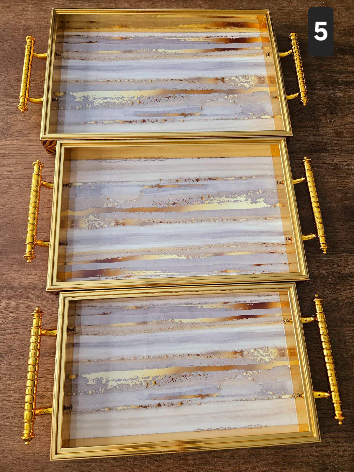 3pcs Luxury Gold Acrylic Serving Tray