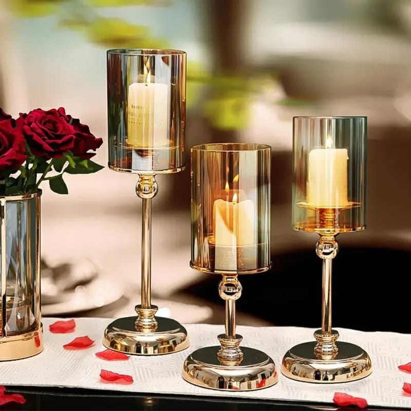 1PC  Luxury Glass Candlestick Set