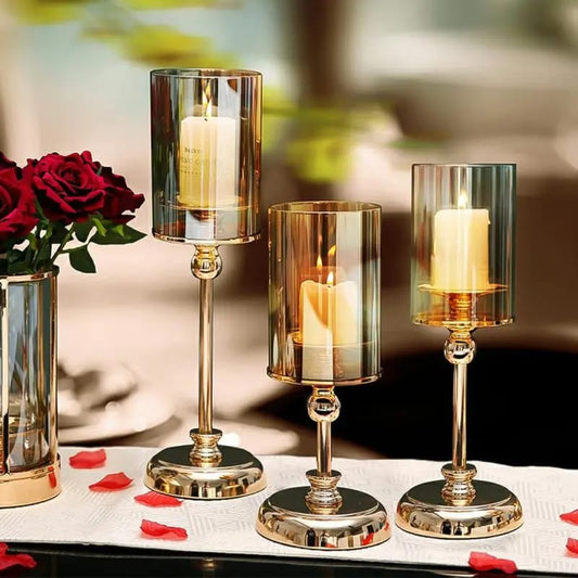 1PC  Luxury Glass Candlestick Set