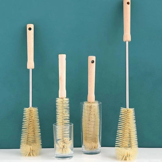 4 pcs Long Wooden handle bottle cleaning brushes