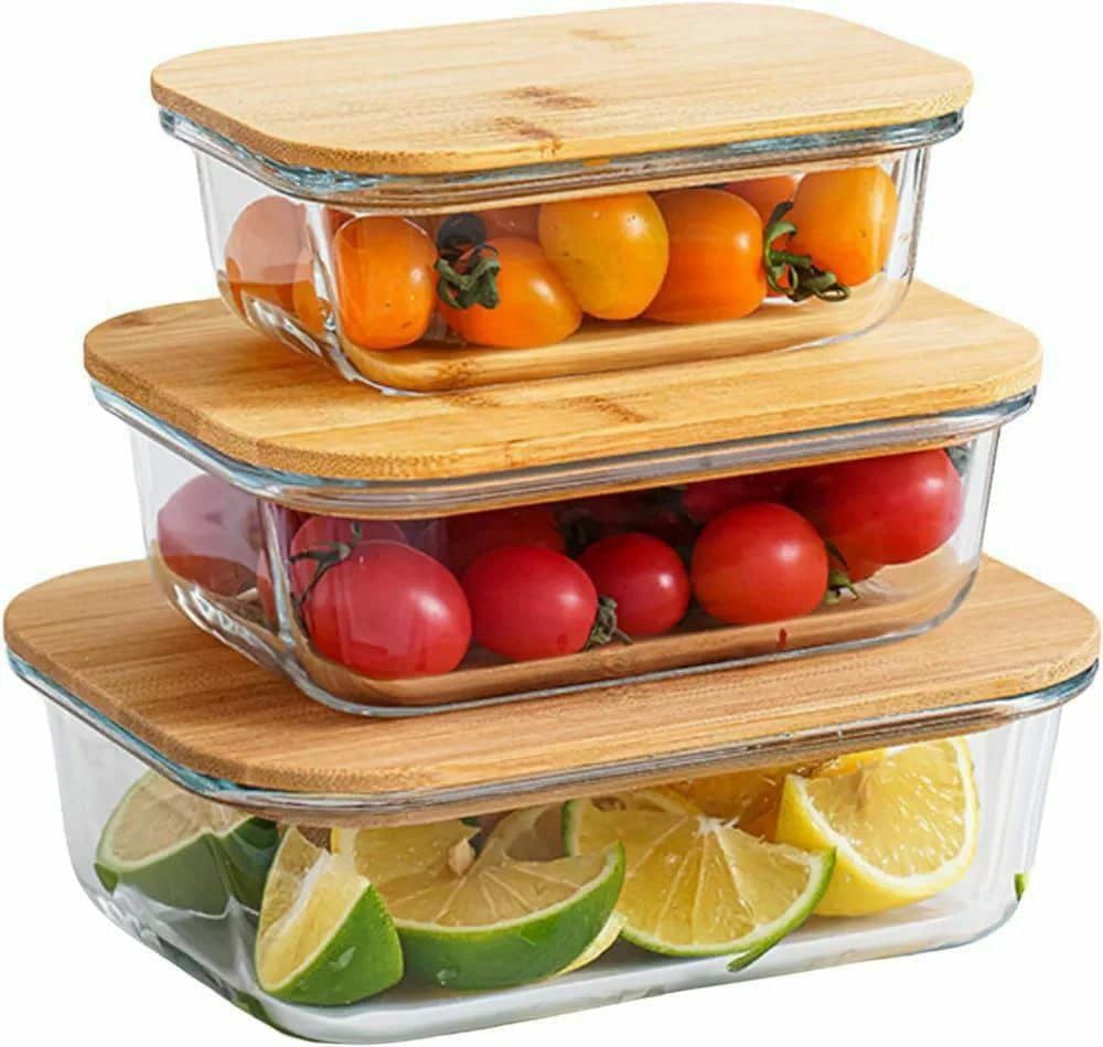 3pcs Glass Bowl Storage Containers