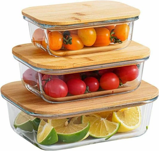 3pcs Glass Bowl Storage Containers