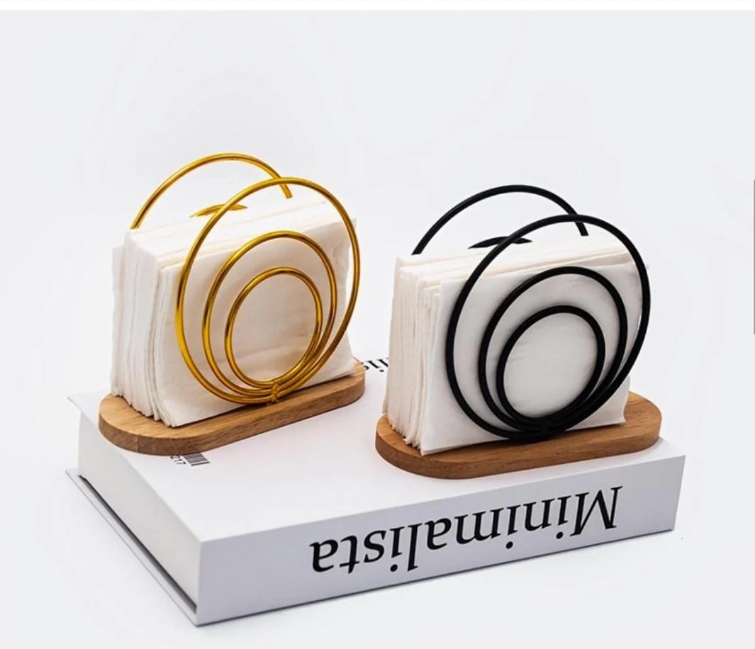 Metallic Hemisphere Bamboo Base Serviette Holder