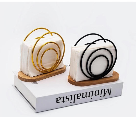 Metallic Hemisphere Bamboo Base Serviette Holder