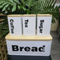 Bread Bin with Three Canister Set with Bamboo Lid