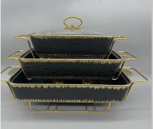 3pcs Ceramic Chaffing Dish