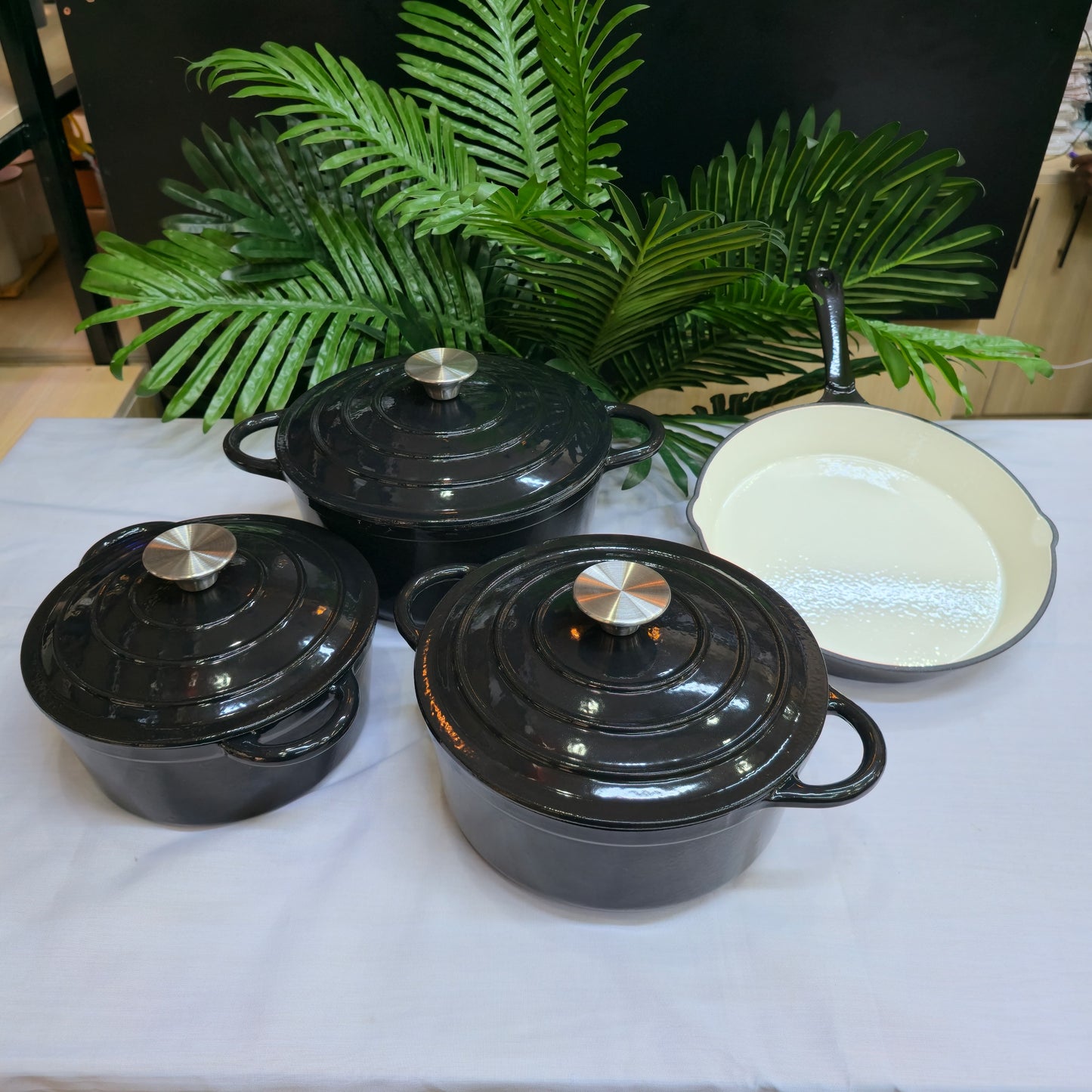 7pcs Enamel Cast iron cooking pots
