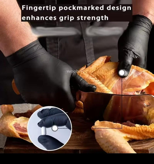 100 pcs Food grade disposable black kitchen gloves