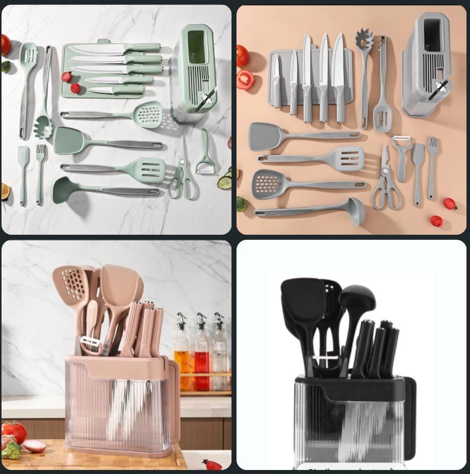 17pc food grade silicone kitchen utensil set.