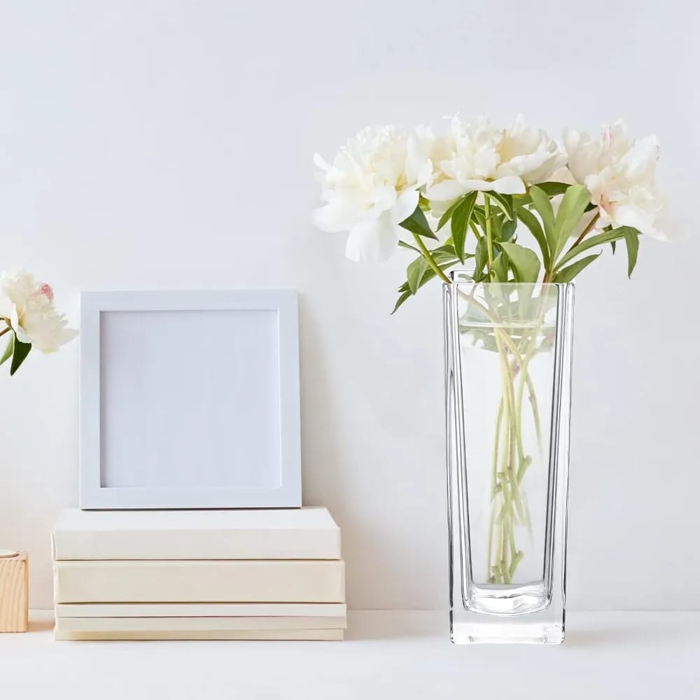 Glass vase cube long plain medium