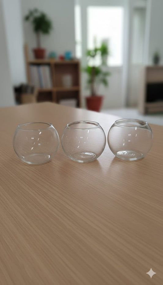 3pc Glass fish bowl bubble vase