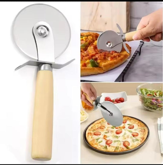 pizza cutter with bamboo handle