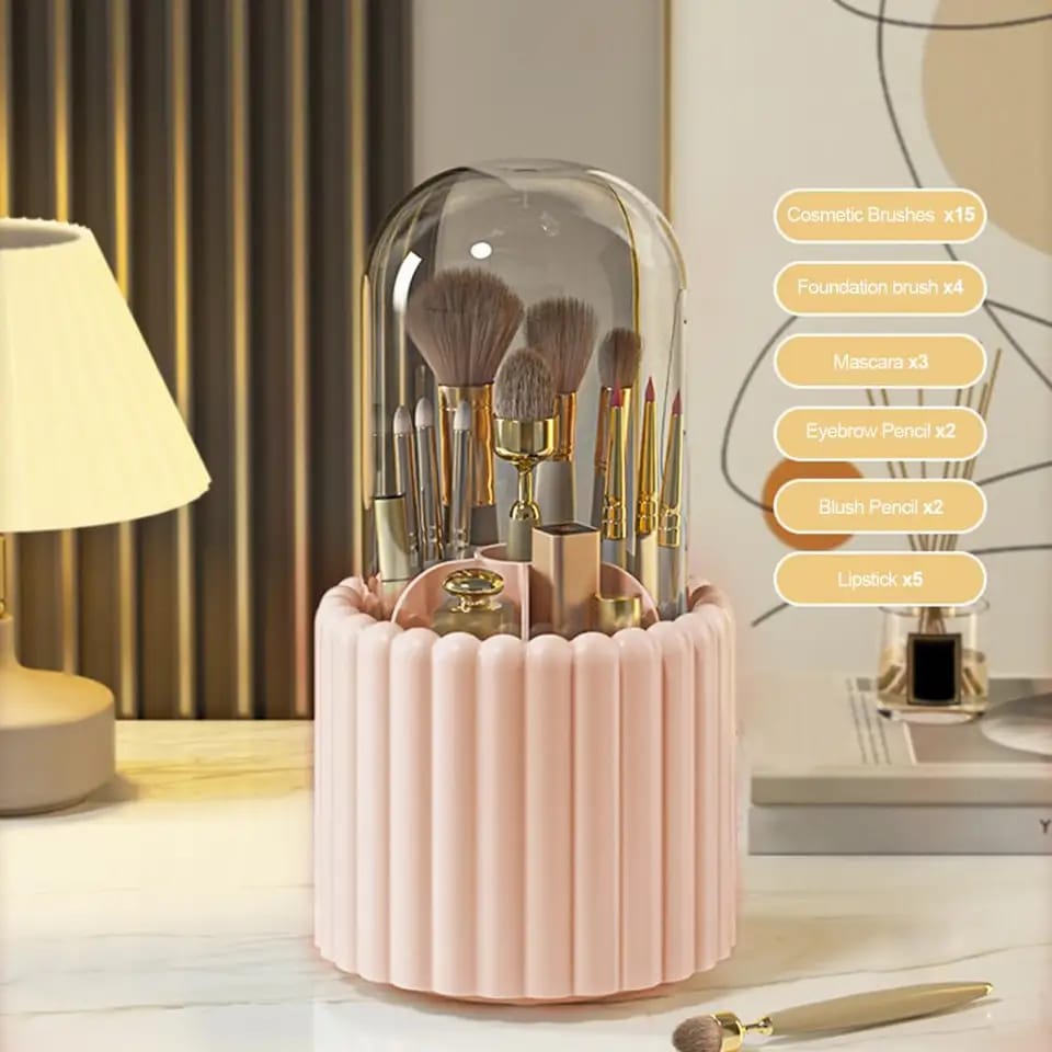 Cosmetic Brush Storage Case 360 Rotating