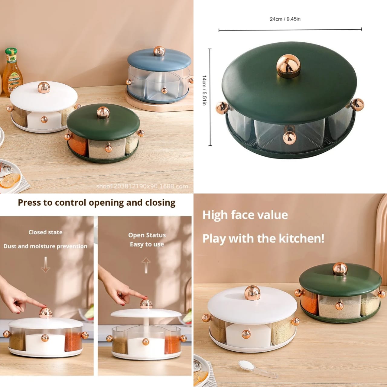 ROUND MULTIGRID SEASONING ROTATABLE BOX JAR