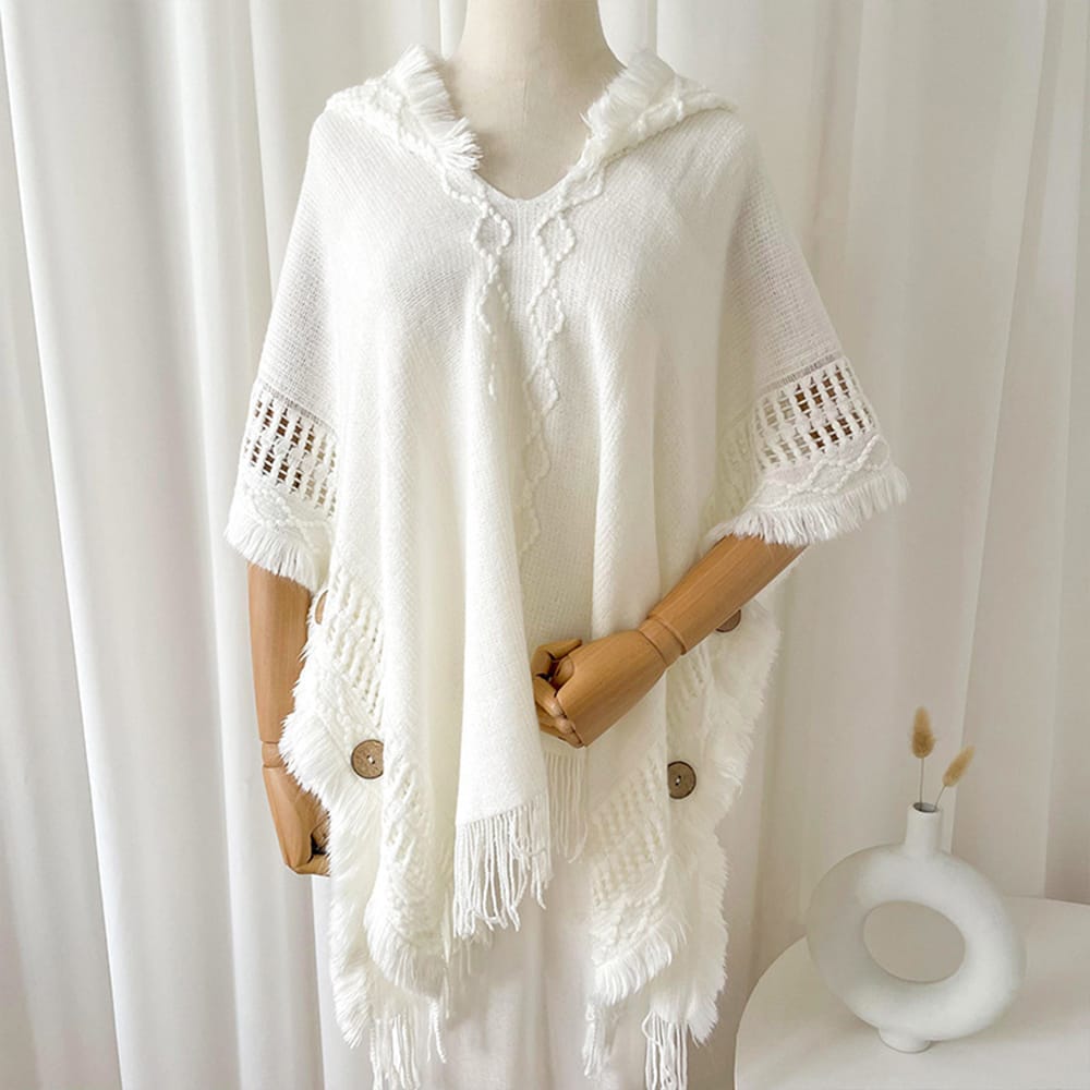 Women Knitted Hooded Shawl