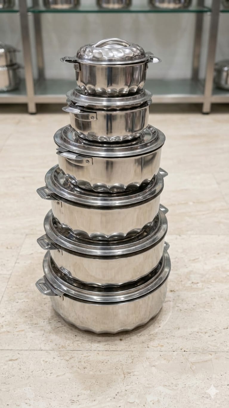 6 piece stainless steel serving dishes