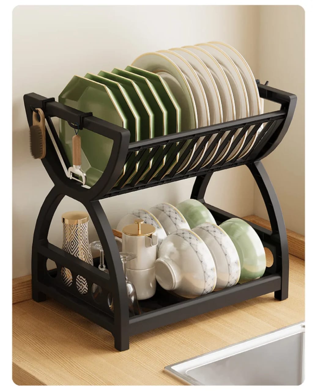 Double Sink Bowl Drain Rack