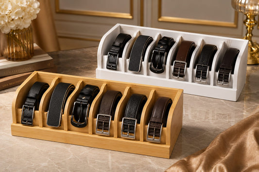 Premium bamboo belt organizer