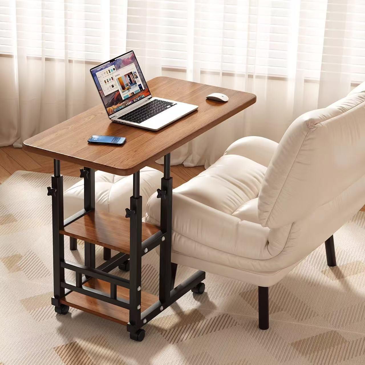 Adjustable C - Shaped Side Table with Wheels