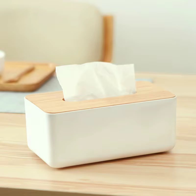 Matte white plastic tissue box holder