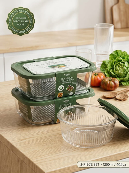 2pcs Large Capacity Food Storage glass