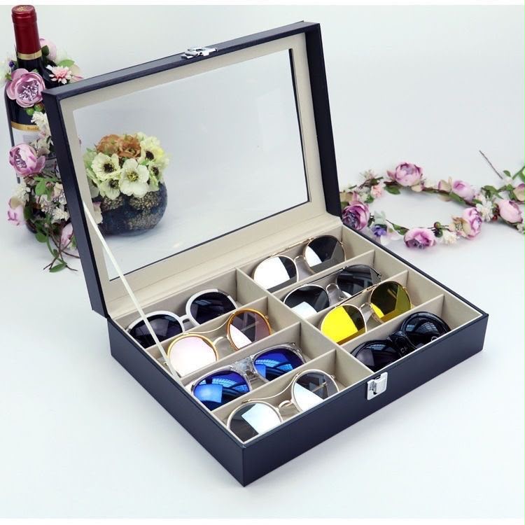 8 Sots High Quality PU Leather  Sunglasses Organizer Box