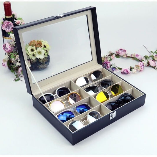 8 Sots High Quality PU Leather  Sunglasses Organizer Box
